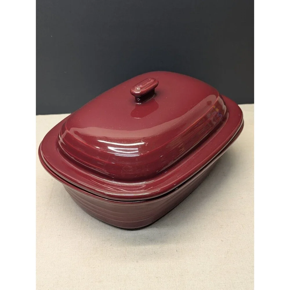 The Pampered Chef Cranberry Red Deep Covered Baker Dutch Oven 3.1 QT 3L USA